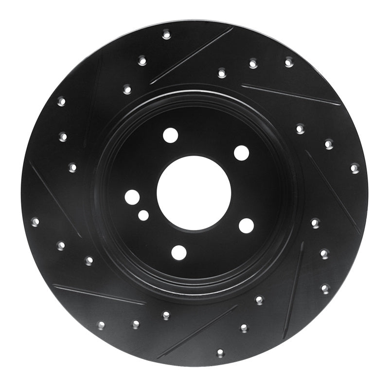 R1 Concepts R1 98-03 Mercedes-Benz E320 Rear Right Drilled & Slotted Black Brake Rotor