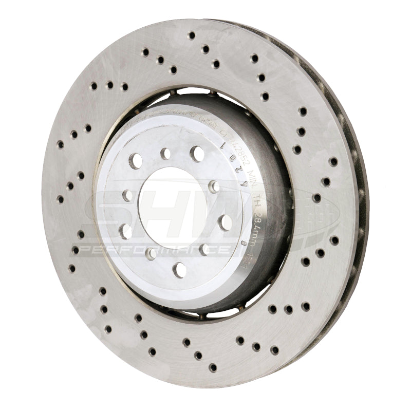 SHW Performance SHW 08-13 BMW M3 4.0L Right Front Cross-Drilled Lightweight Brake Rotor (34112283802)