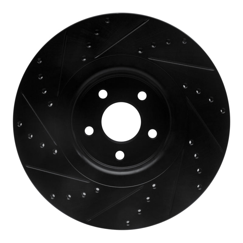 R1 Concepts R1 14-18 Ford Focus ST Front Right Drilled & Slotted Black Brake Rotor