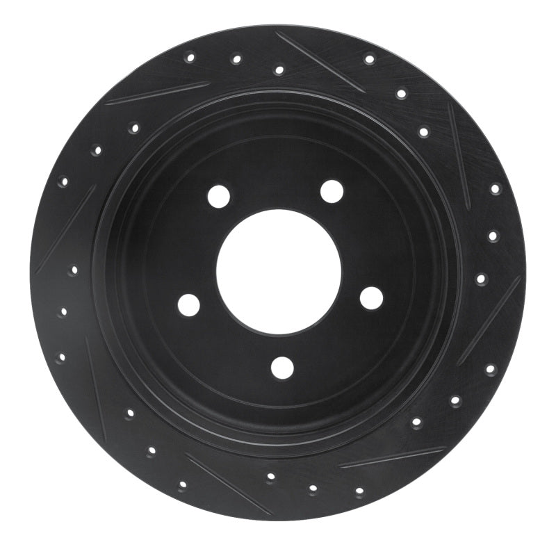 R1 Concepts R1 97-04 Ford F-150 RWD Rear Left Drilled & Slotted Black Brake Rotor
