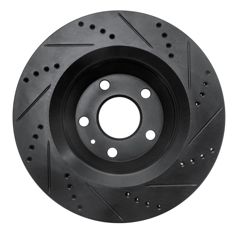 R1 Concepts R1 08-15 Audi TTS Quattro Rear Left Drilled & Slotted Black Brake Rotor