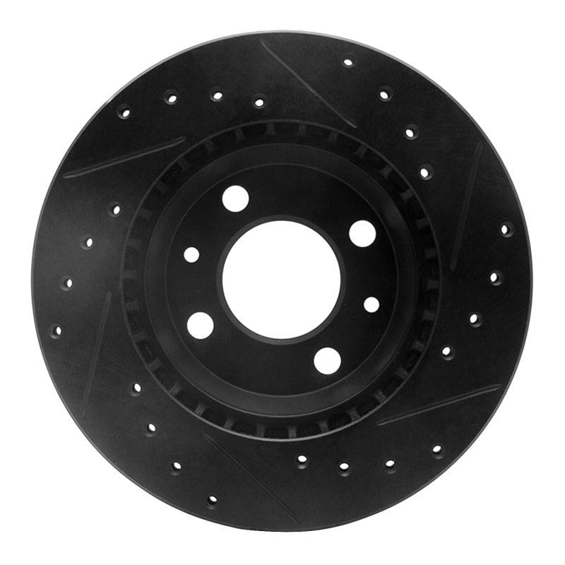 R1 Concepts R1 87-93 Saab 9000 Front Left Drilled & Slotted Black Brake Rotor