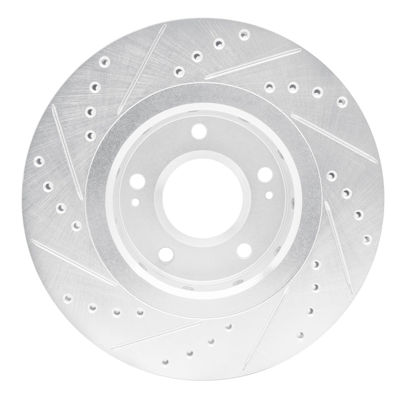 R1 Concepts R1 09-15 Mitsubishi Lancer Front Right Drilled & Slotted Silver Brake Rotor