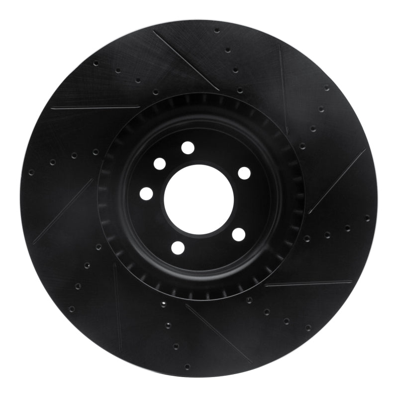 R1 Concepts R1 18-25 Land Rover Defender 110 Front Left Drilled & Slotted Black Brake Rotor