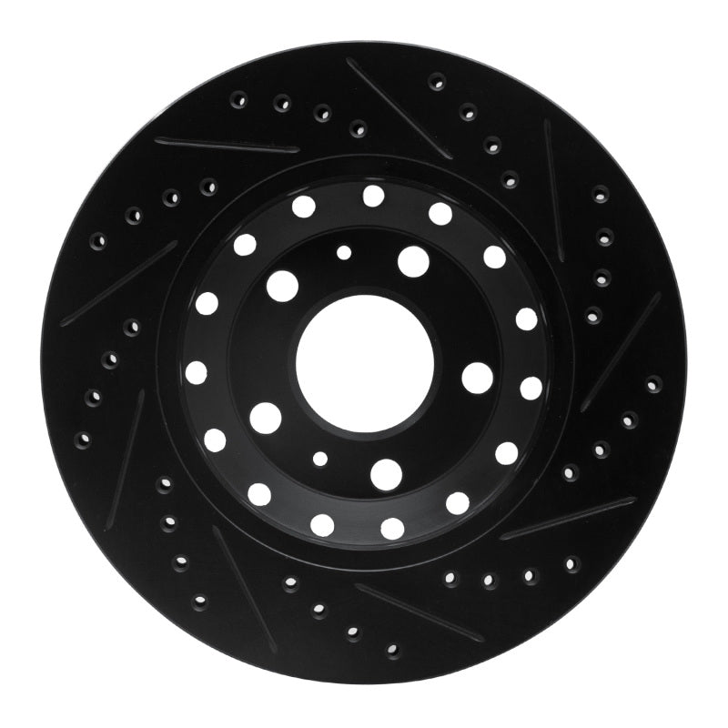 R1 Concepts R1 04-10 Audi A8 Rear Left Drilled & Slotted Black Brake Rotor