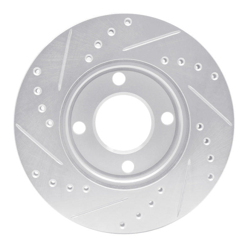 R1 Concepts R1 84-87 Audi Coupe Front Right Drilled & Slotted Silver Brake Rotor