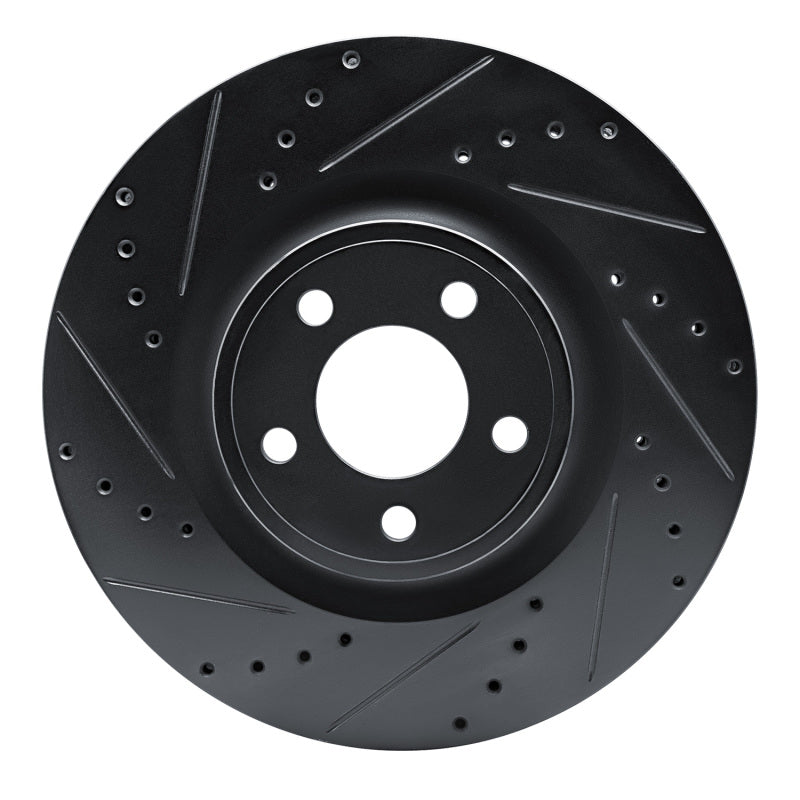 R1 Concepts R1 15-25 Ford Mustang Front Left Drilled & Slotted Black Brake Rotor