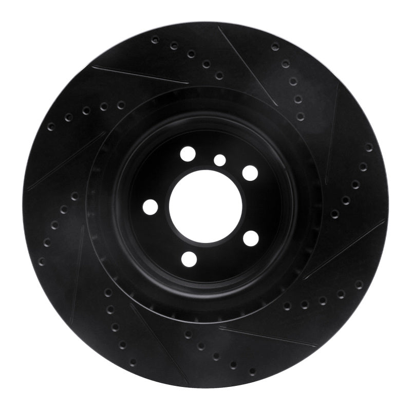 R1 Concepts R1 06-12 Land Rover Range Rover Front Left Drilled & Slotted Black Brake Rotor