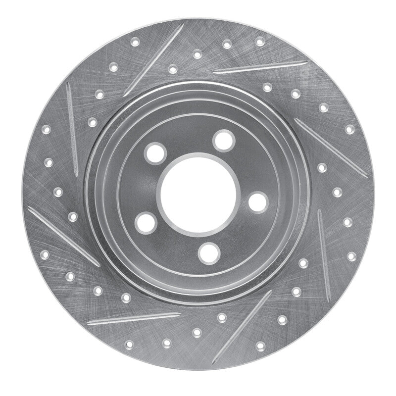 R1 Concepts R1 2005-2023 Chrysler 300 Rear Right Drilled & Slotted Silver Brake Rotor