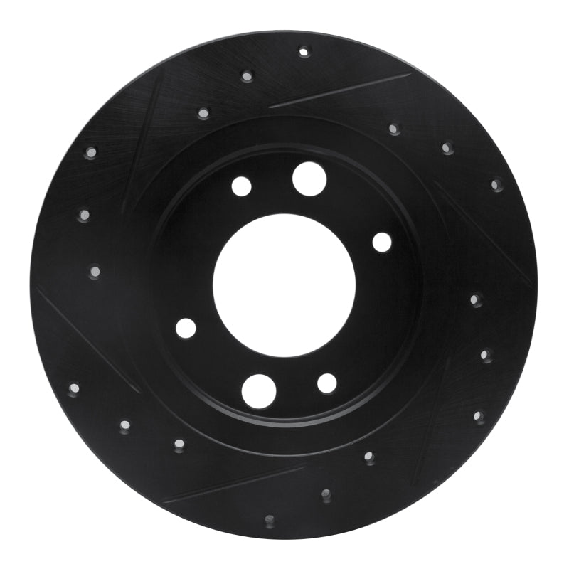 R1 Concepts R1 71-89 Peugeot 504 Rear Right Drilled & Slotted Black Brake Rotor