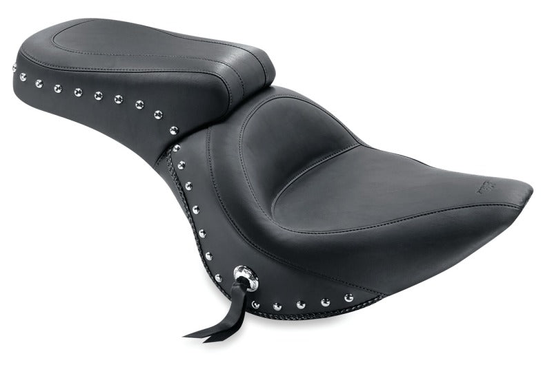 Mustang Motorcycle Mustang 06-17 Harley Softail Wide Tire (200mm) Standard Touring 1PC Seat w/Studs - Black