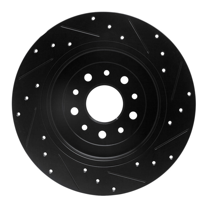 R1 Concepts R1 05-19 Ford Five Hundred Rear Left Drilled & Slotted Black Brake Rotor