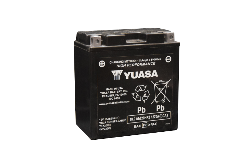 Yuasa Battery Yuasa YTX20CH Maintenance Free AGM 12-Volt Battery