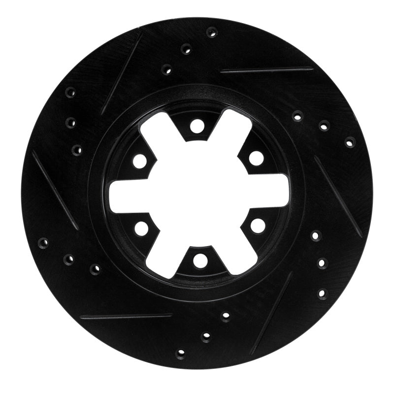 R1 Concepts R1 85-12 Nissan D21 Pickup RWD (4 Cyl Excl HD) Front Right Drilled & Slotted Black Brake Rotor