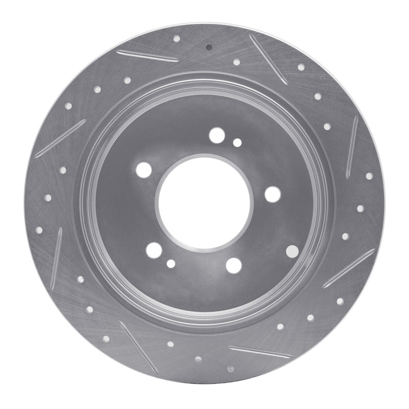 R1 Concepts R1 06-09 Hyundai AZERA Rear Left Drilled & Slotted Silver Brake Rotor
