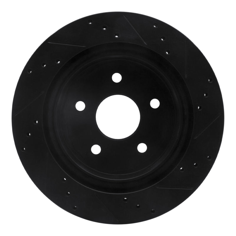 R1 Concepts R1 04-06 Dodge Ram 1500 Pickup Rear Left Drilled & Slotted Black Brake Rotor
