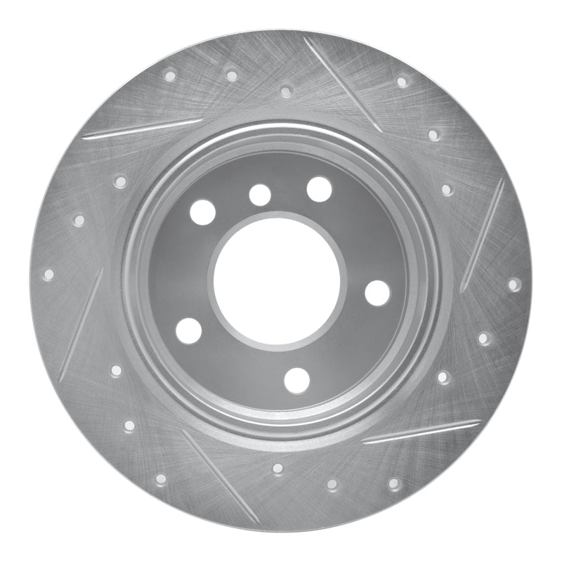 R1 Concepts R1 91-99 BMW 323I Rear Left Drilled & Slotted Silver Brake Rotor