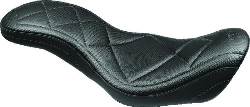 Mustang Motorcycle Mustang 08-21 Harley Electra Glide, Rd Glide, Rd King, Str Glide Lowdown 1PC Seat w/DBR - Black