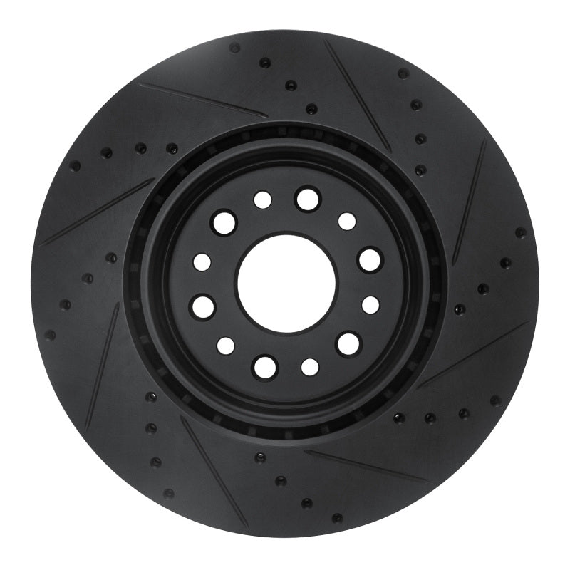 R1 Concepts R1 19-25 Ram 1500 Front Left Drilled & Slotted Black Brake Rotor