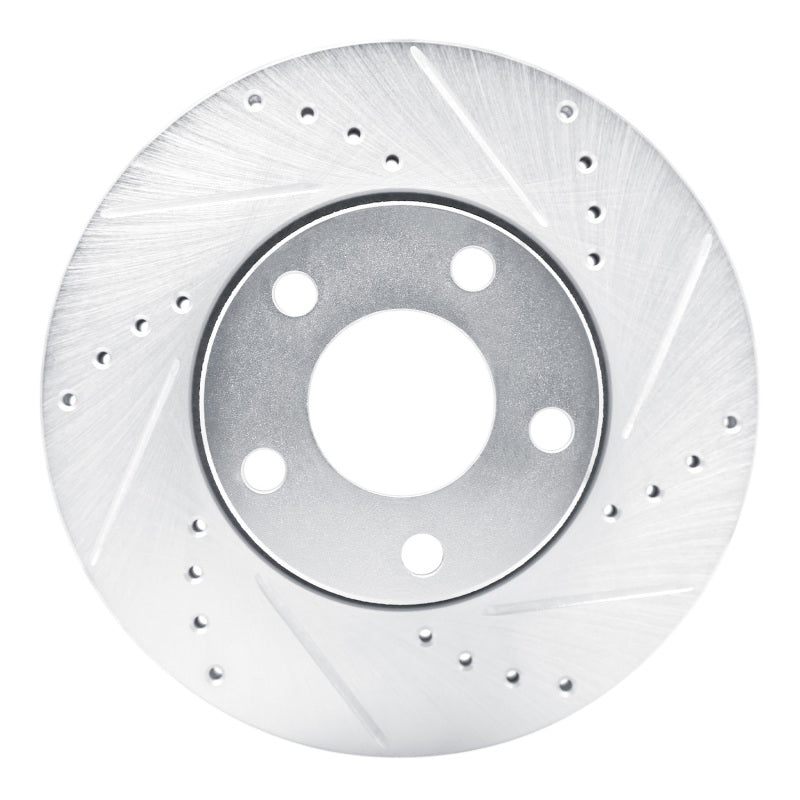 R1 Concepts R1 90-97 Audi S6 Front Right Drilled & Slotted Silver Brake Rotor