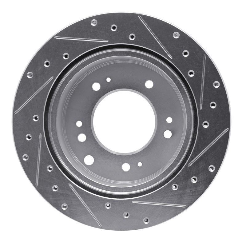 R1 Concepts R1 07-09 Kia SORENTO Rear Left Drilled & Slotted Silver Brake Rotor