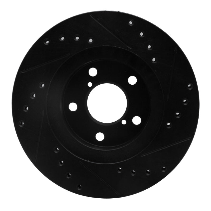 R1 Concepts R1 90-01 Subaru Impreza Front Left Drilled & Slotted Black Brake Rotor