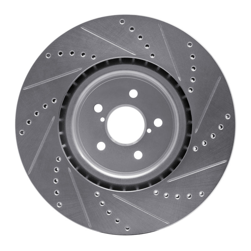 R1 Concepts R1 03-25 Subaru BRZ Front Left Drilled & Slotted Silver Brake Rotor