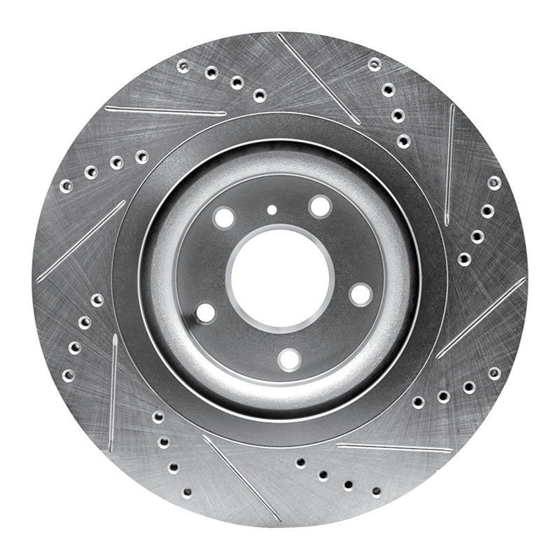 R1 Concepts R1 19-24 Infiniti QX55 Front Left Drilled & Slotted Silver Brake Rotor