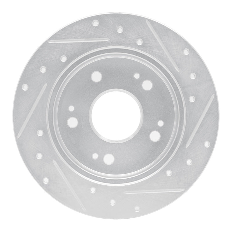 R1 Concepts R1 06-15 Honda Civic Si Rear Left Drilled & Slotted Silver Brake Rotor