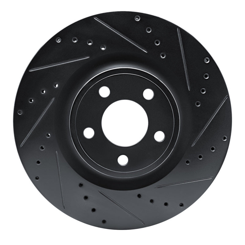 R1 Concepts R1 15-25 Ford Mustang Front Right Drilled & Slotted Black Brake Rotor