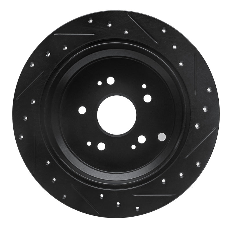 R1 Concepts R1 02-04 Honda Odyssey Rear Left Drilled & Slotted Black Brake Rotor