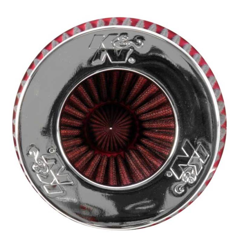 K&N Engineering K&N Universal Air Filter Chrome Round Tapered Red - 4in Flange ID x 1.125in Flange Length x 9.5in H