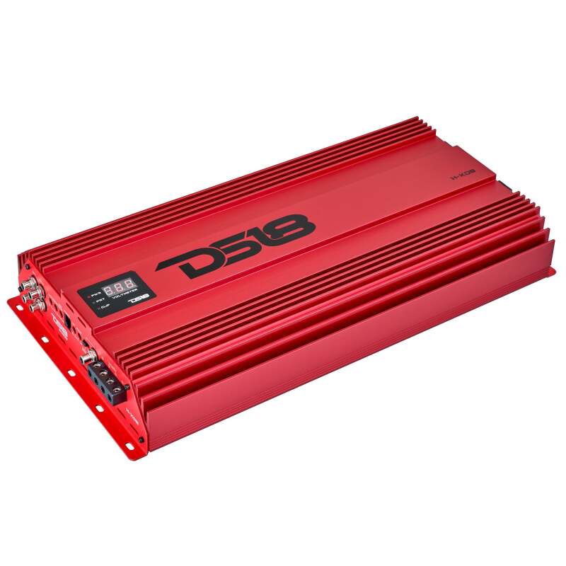 DS18 1-Channel Amp 15000 Burst/0.5ohm 8000/1ohm 4800/2ohm 2500/4ohm Watts RMS w/ Voltmeter Red