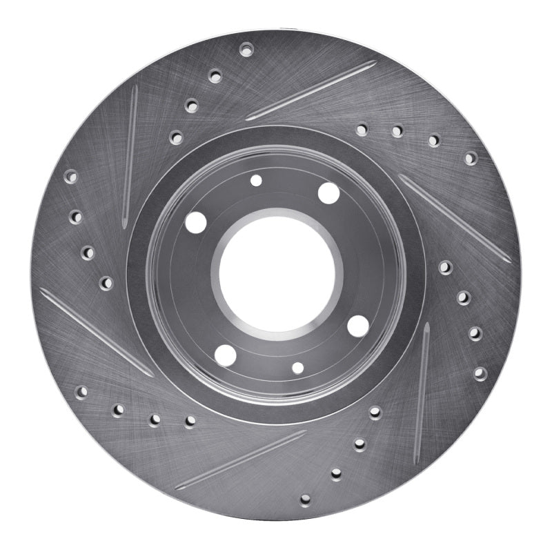 R1 Concepts R1 00-04 Volvo V40 Front Right Drilled & Slotted Silver Brake Rotor
