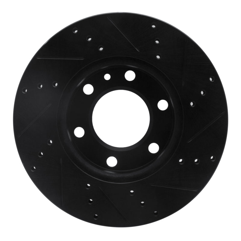 R1 Concepts R1 06-25 American Coach Patriot Front Left Drilled & Slotted Black Brake Rotor