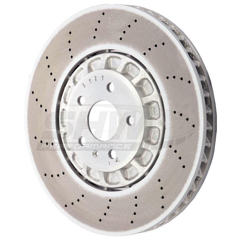 SHW Performance SHW 2022 Audi RS3 2.5L Front Cross-Drilled Lightweight Brake Rotor (4M0615301BJ)