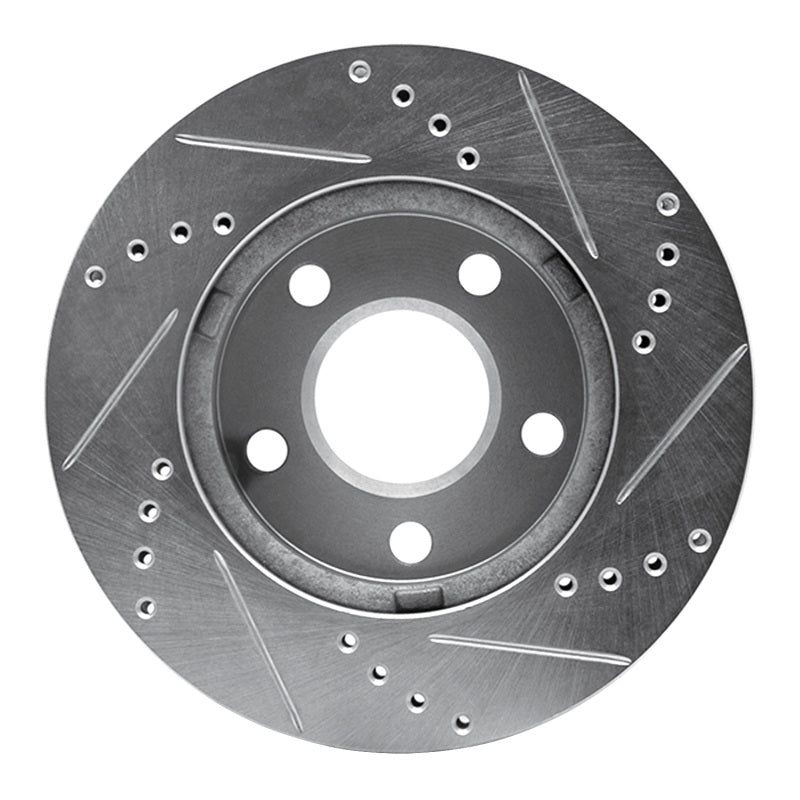 R1 Concepts R1 97-05 Chevrolet Malibu Front Left Drilled & Slotted Silver Brake Rotor