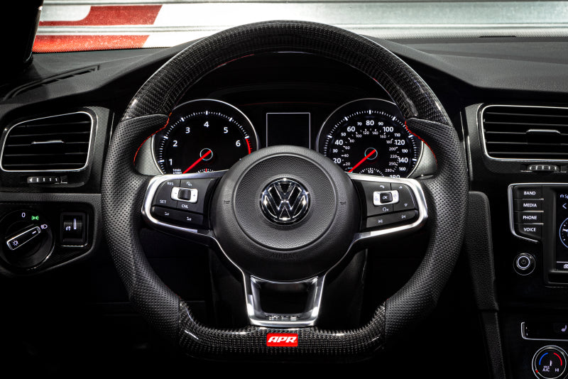 APR 15-26 Volkswagen Golf R/GTI/Jetta (MK7) Carbon Fiber/Red Stitch Steering Wheel (For Paddles)