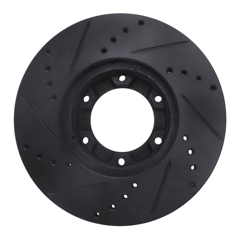 R1 Concepts R1 89-93 Toyota Pickup Front Right Drilled & Slotted Black Brake Rotor
