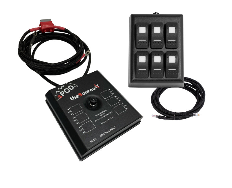 sPOD SourceLT on RAM Mount w/Green LED Switch Panel for 36in Battery Cables