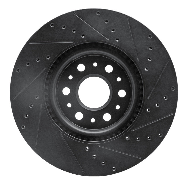 R1 Concepts R1 2017-2025 Buick Enclave Front Left Drilled & Slotted Black Brake Rotor