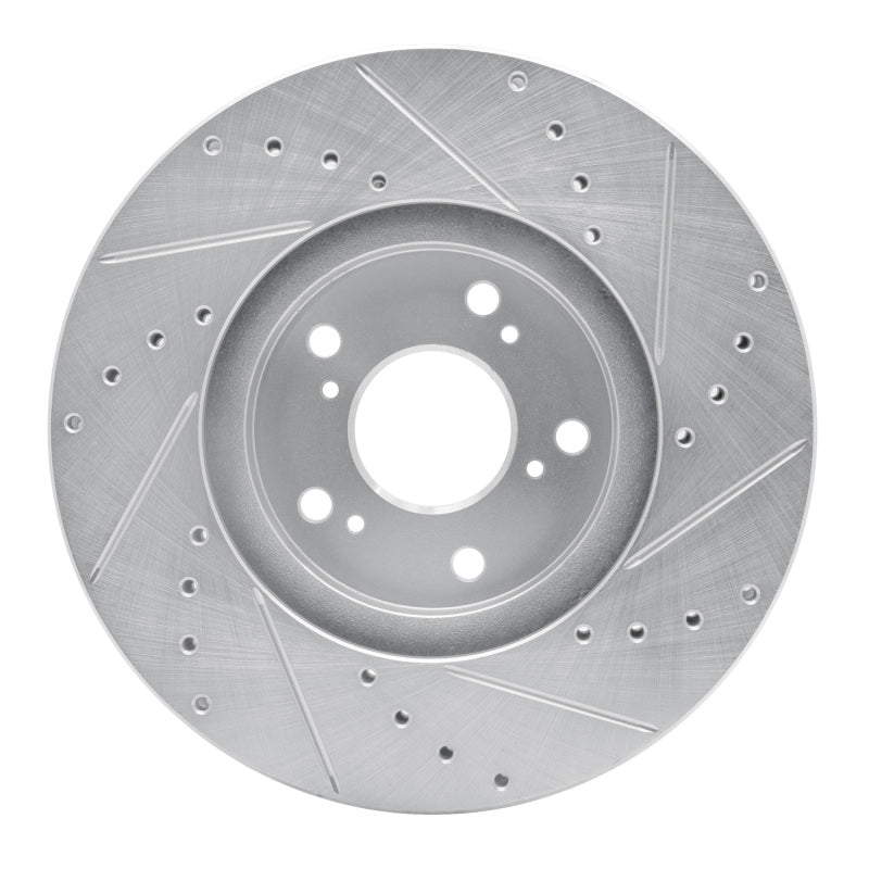 R1 Concepts R1 99-14 Acura TSX Front Left Drilled & Slotted Silver Brake Rotor