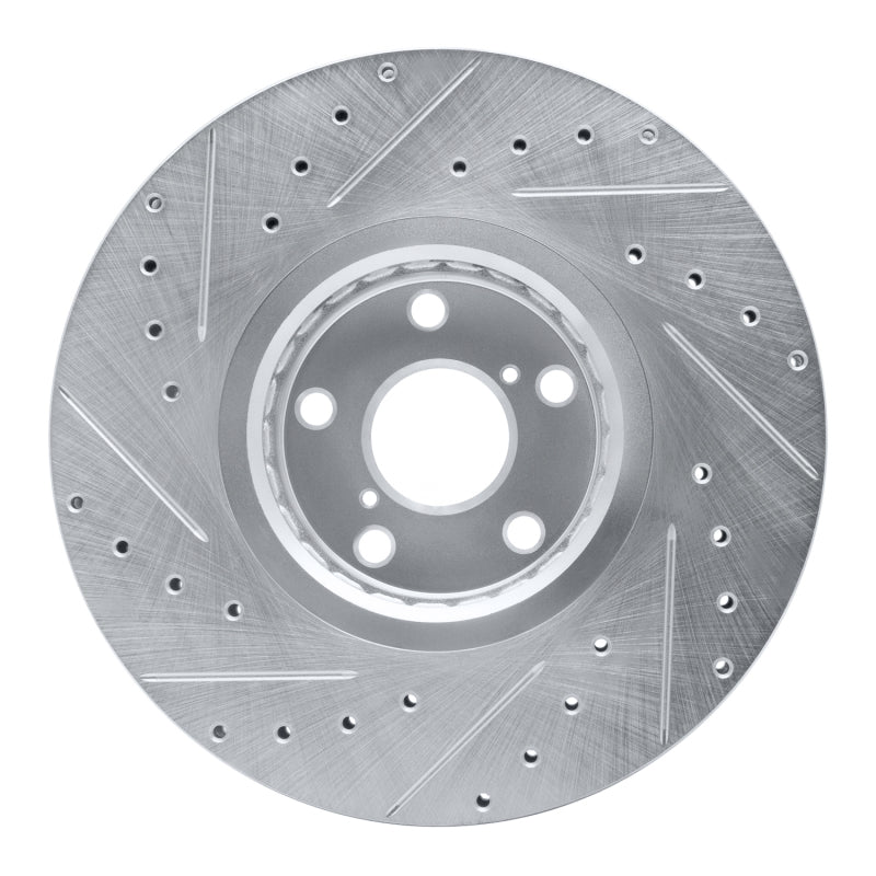 R1 Concepts R1 07-11 Lexus GS350 Right Front Drilled & Slotted Silver Brake Rotor