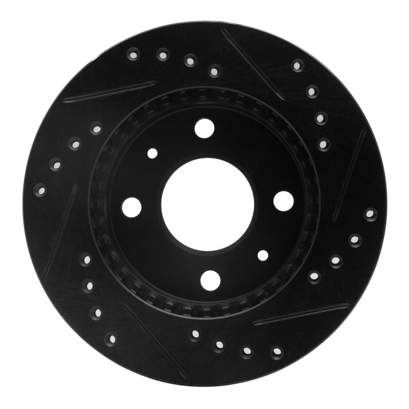 R1 Concepts R1 95-00 Nissan 200SX Front Left Drilled & Slotted Black Brake Rotor