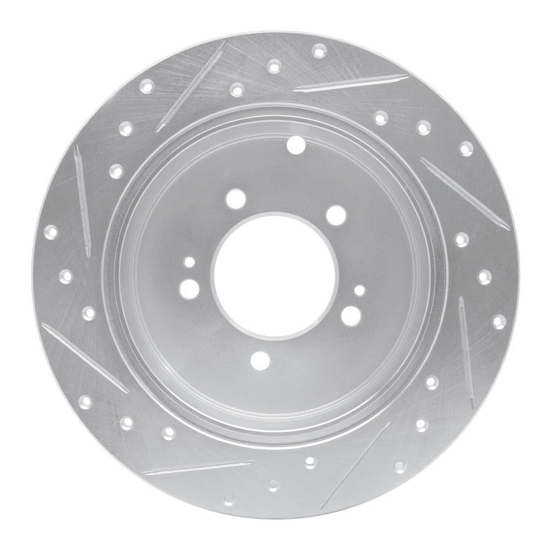 R1 Concepts R1 07-15 Mitsubishi Lancer Rear Right Drilled & Slotted Silver Brake Rotor