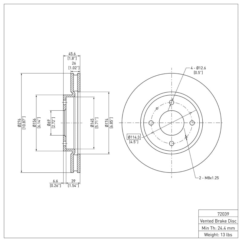 DFC 04-04 Mitsubishi Lancer Front Brake Rotor