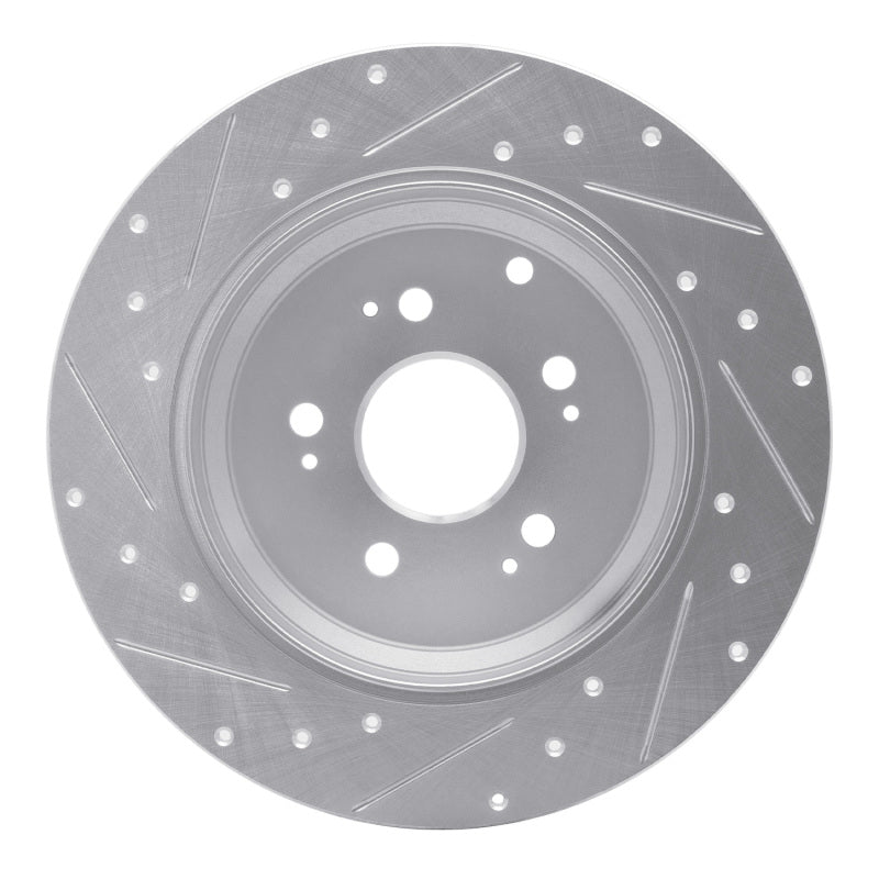 R1 Concepts R1 07-17 Acura ZDX Rear Right Drilled & Slotted Silver Brake Rotor