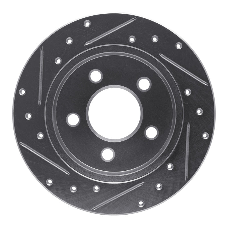 R1 Concepts R1 94-04 Ford Mustang Rear Right Drilled & Slotted Silver Brake Rotor