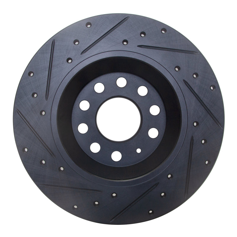 R1 Concepts R1 16-25 Audi Q3 Rear Right Drilled & Slotted Black Brake Rotor
