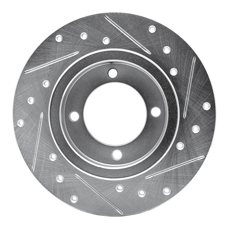 R1 Concepts R1 74-75 Nissan 710 Front Left Drilled & Slotted Silver Brake Rotor